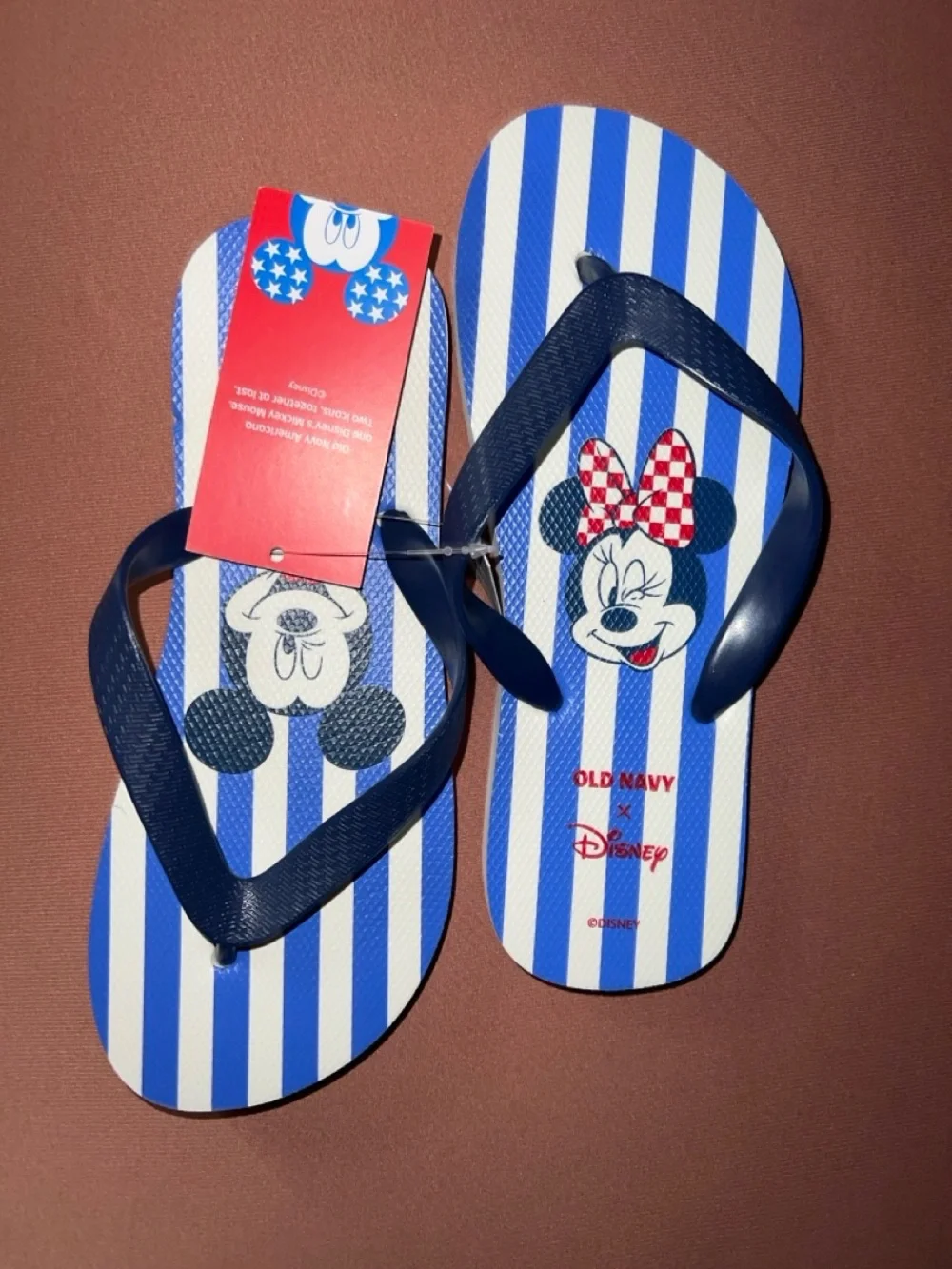 Kids' Minnie Mouse Blue Striped Flip-Flops